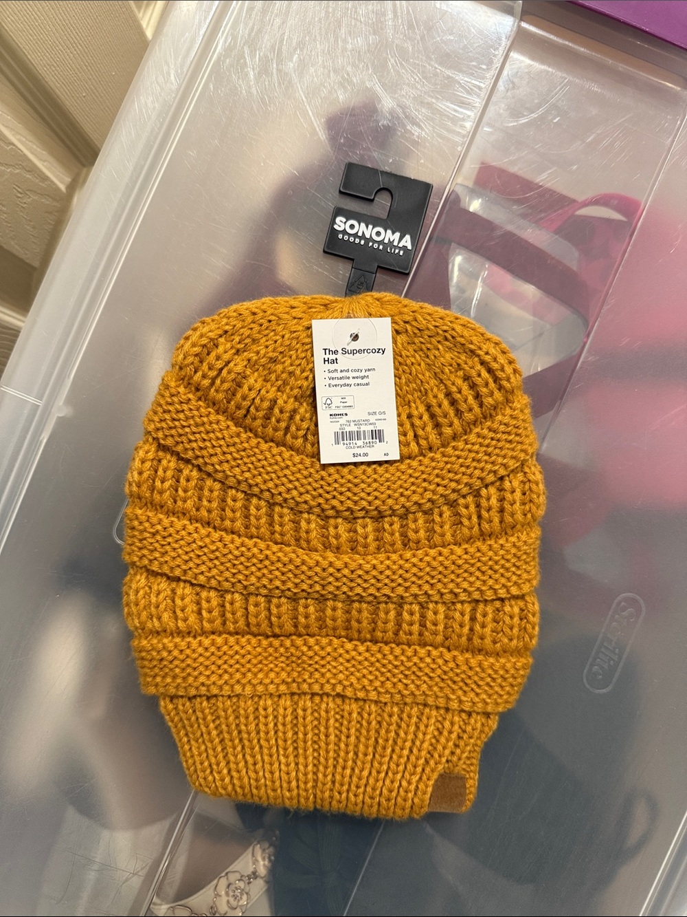 BNWT • Sonoma Chunky Knit Beanie in Mustard